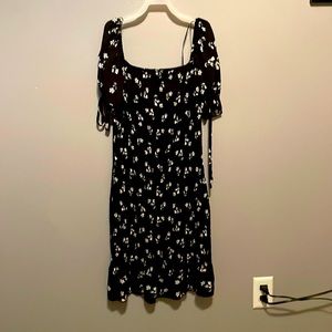 Black of the shoulder dress with white flowers